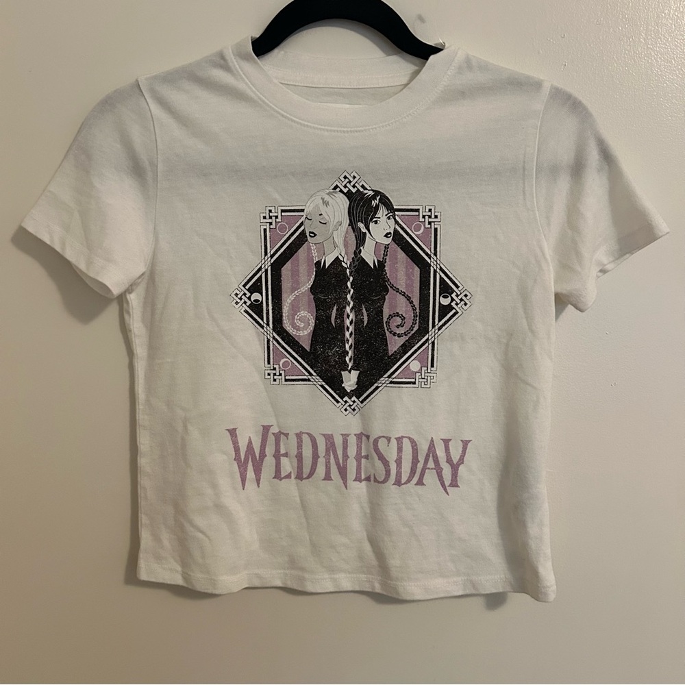 Wednesday Addams and Enid Abercrombie Kids White Top
